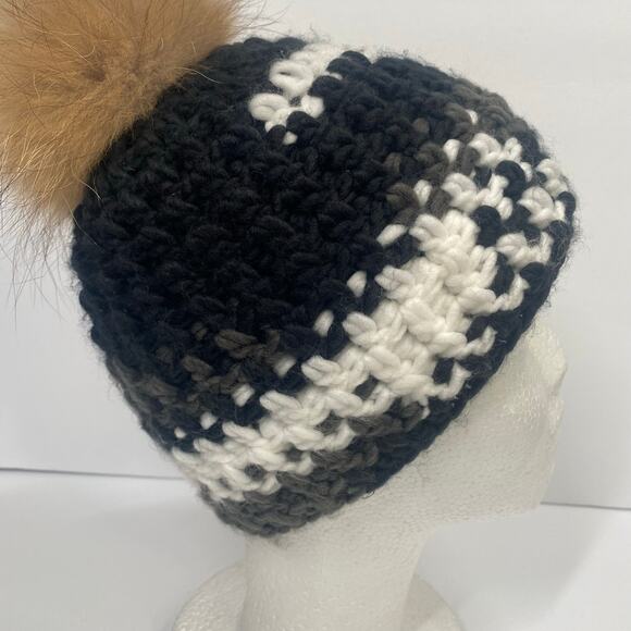Bula Hat Crochet Knit Beanie Faux Fur Pom Pom Winter Ski Outdoor - Picture 8 of 14